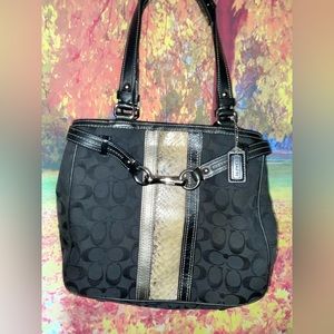 Coach purse snake skin stripe